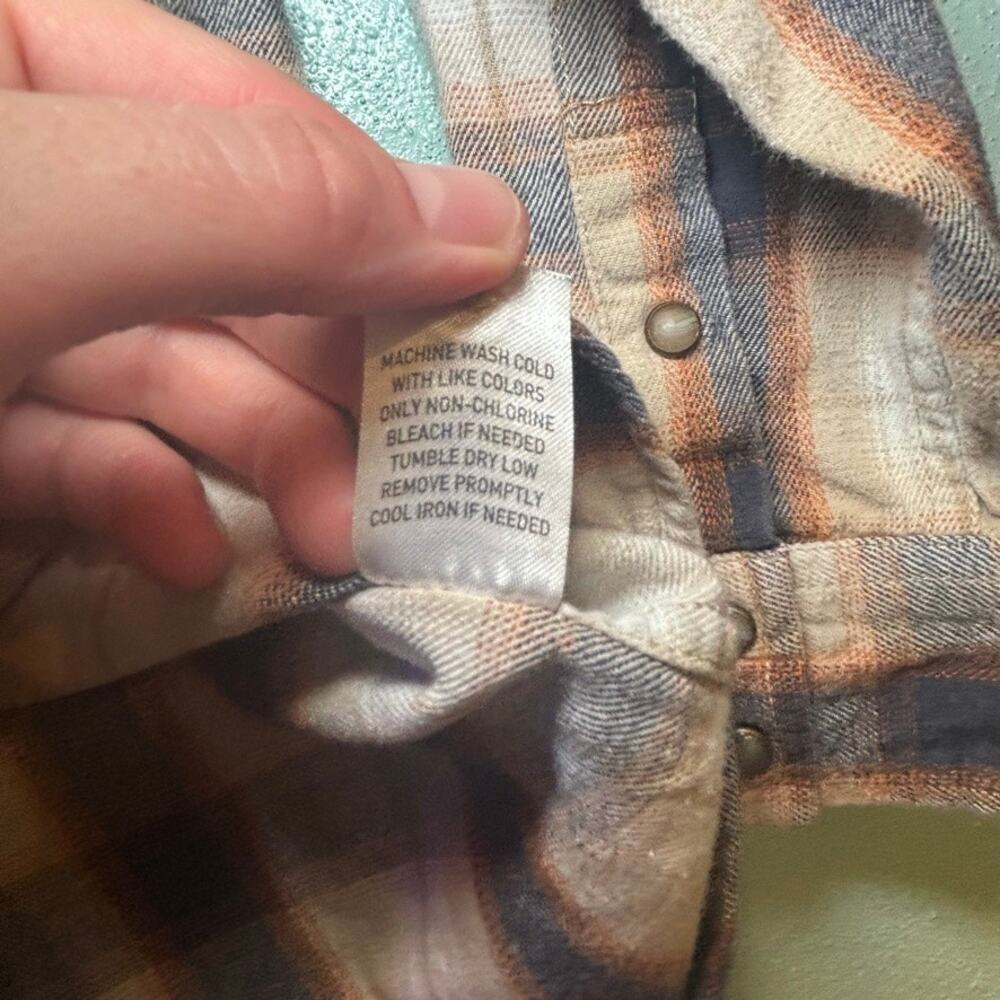 Cody James Boys Brown Tan Plaid Flannel Button Up Long Sleeve Western Shirt - Picture 6 of 10